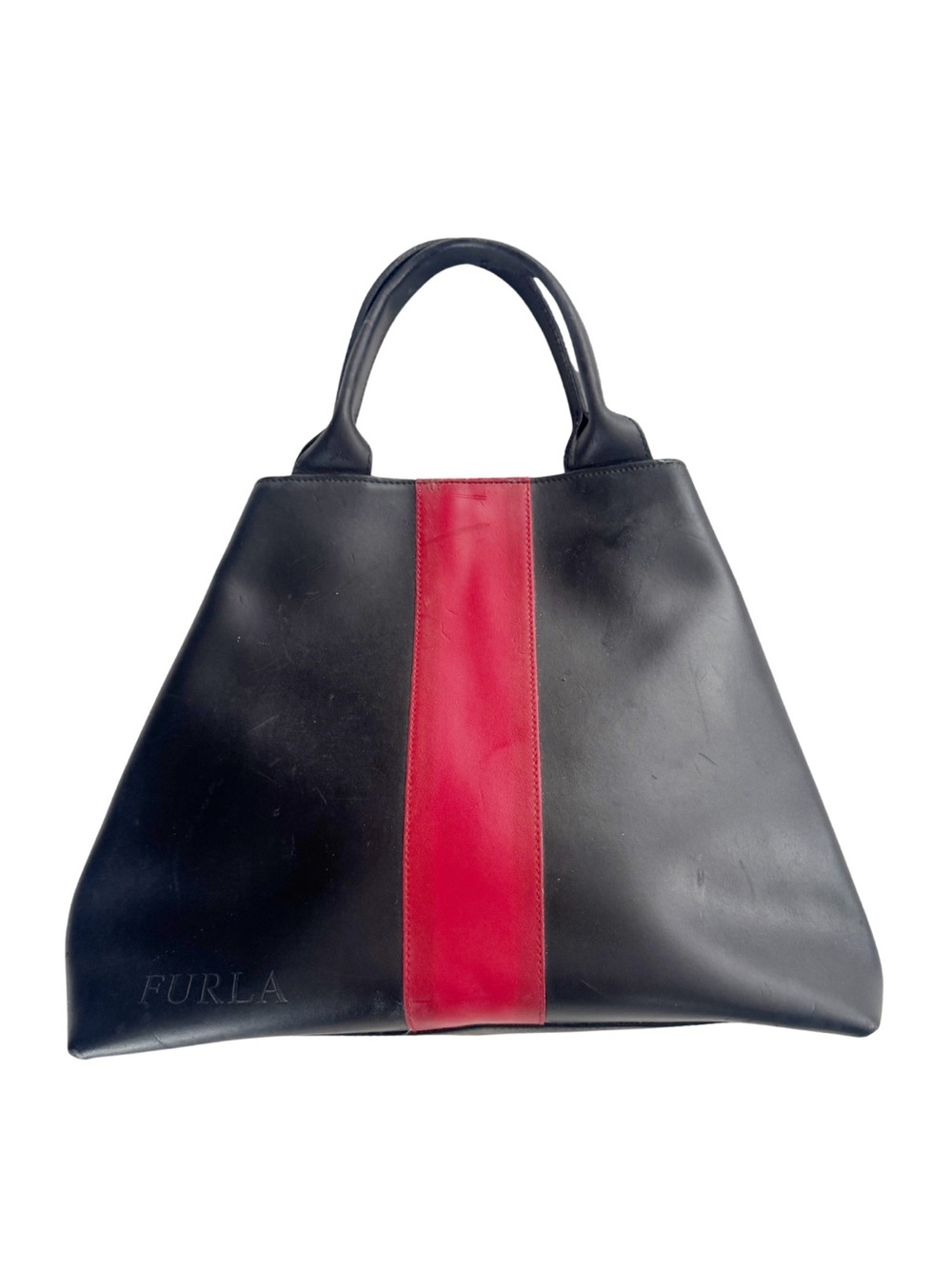 Rare Y2K Furla Tribeca Black and Red Leather Handbag